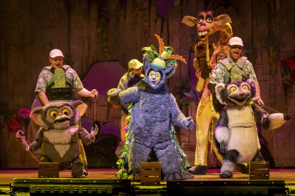 The cast of Madagascar the Musical perform at the Comedy Theatre in Melbourne.