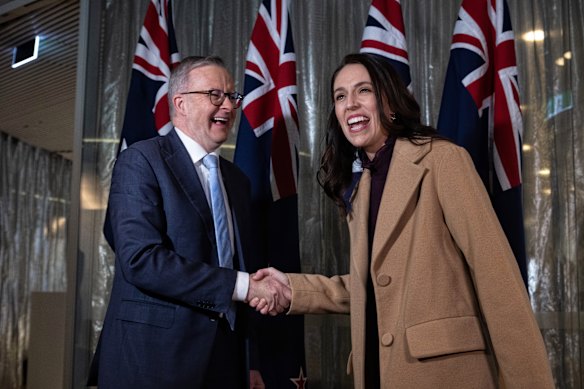 Australian Prime Minister Anthony Albanese and New Zealand Prime Minister Jacinda Ardern on Friday.