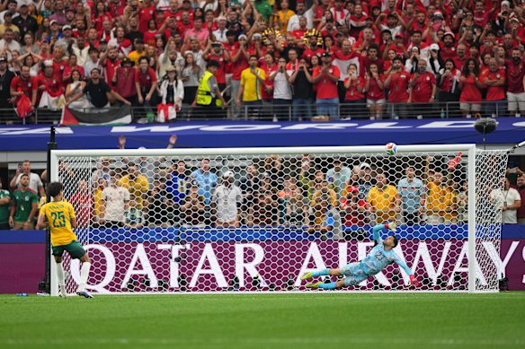 Australia's Lucas Herrington missed a penalty in the shootout against Egypt. 