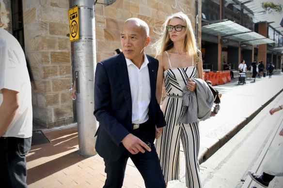 Charlie Teo leaves the hearing with partner Traci Griffiths on Thursday.