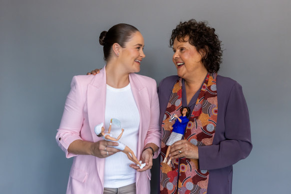 Barbie maker Mattel has honoured Ash Barty (left) and Evonne Goolagong Cawley with one-off dolls in their likenesses.