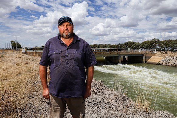 Nick Flanagan, next to the Mulwala Canal near his property outside of Finley.