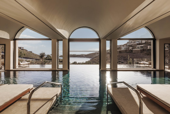 The spa and indoor-outdoor pool.