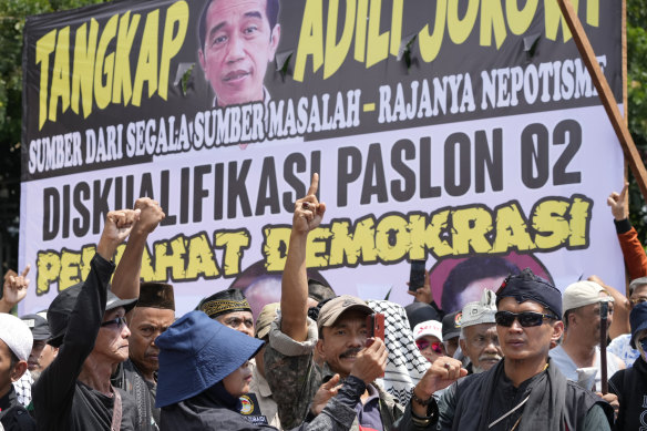 Protesters at a rally in Jakarta on Monday alleged widespread fraud in the February 14 presidential election.