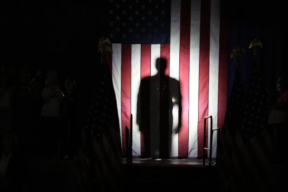 Donald Trump arrives at a Wisconsin rally on Friday.