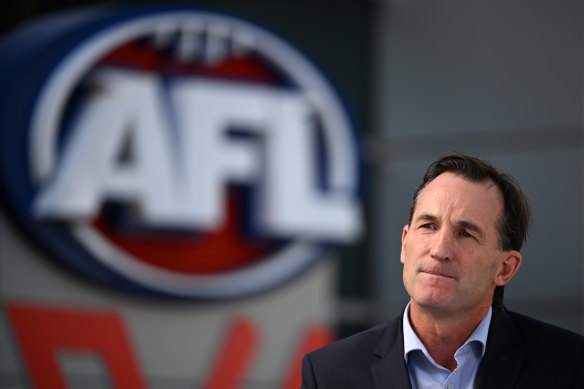 AFL CEO Andrew Dillon speaks in Melbourne on Wednesday.