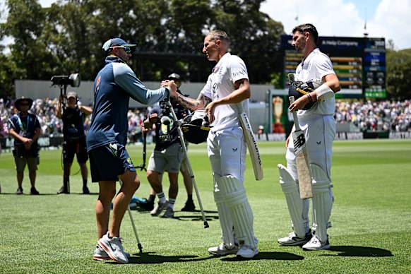 Lyon returned to the ground on crutches after having scans at a nearby hospital.