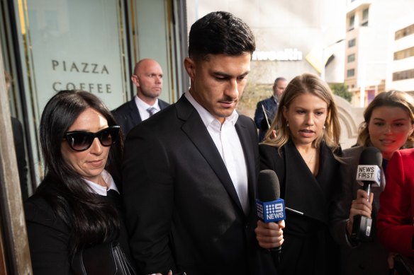 Parramatta star Dylan Brown leaving the Downing Centre last month.
