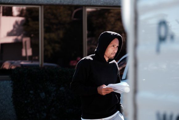 Macarthur FC player Kearyn Baccus at Campbelltown police station.