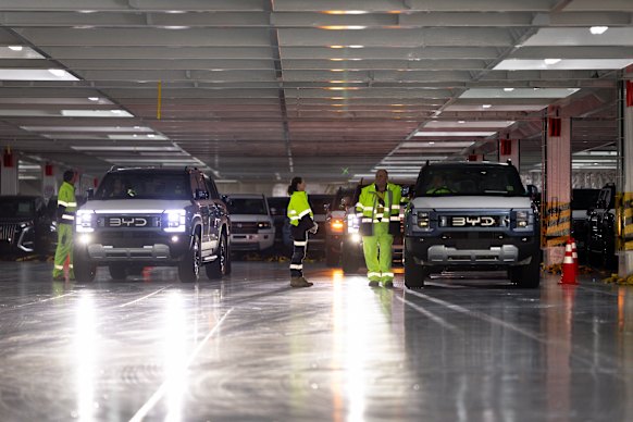 Drivers inside the vessel BYD Zhengzhou.