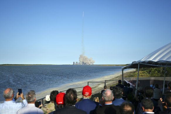 President-elect Donald Trump watches the launch of the sixth test flight of the SpaceX Starship rocket in Boca Chica. Elon Musk wants to raise a town here.