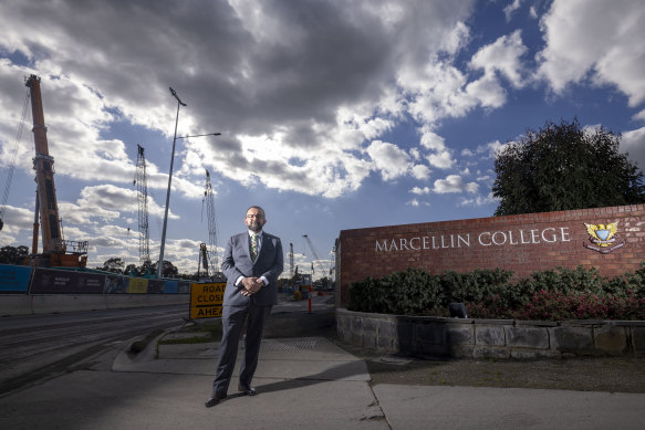 Marcellin College principal Marco Di Cesare says enrolments have fallen during the North East Link’s construction.