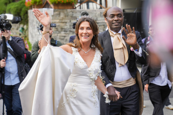 Norway’s Princess Martha Louise and Durek Verrett arrive for their wedding party, in Geiranger, Norway.