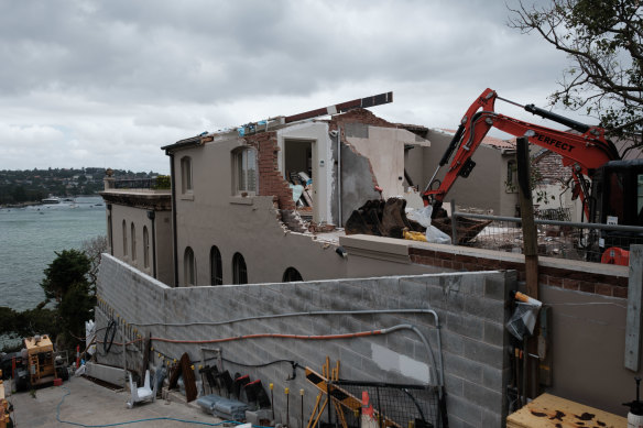 Demolition under way on Thursday at Rose Bay’s Villa Florida.