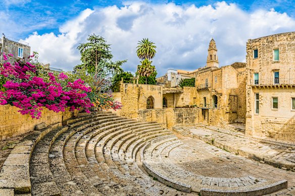 An ancient Roman theatre in Lecce, Puglia.