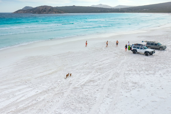 On the beach at Lucky Bay.