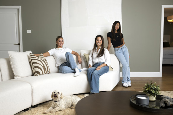 Tam Orr (centre) with her daughters Zoe and Zara at their Pymble home.