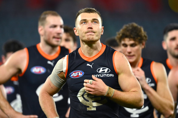 Where to next: Patrick Cripps was a dejected man after the loss against the Brisbane Lions.