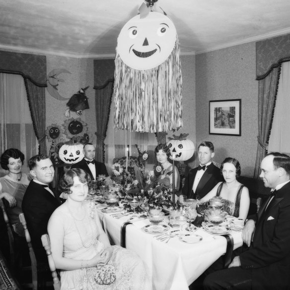 A Halloween dinner party in southern California in 1928.