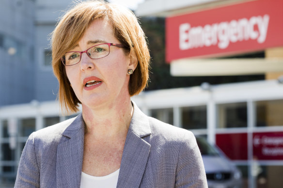 ACT Health Minister Meegan Fitzharris announces  the review of workplace culture last month.