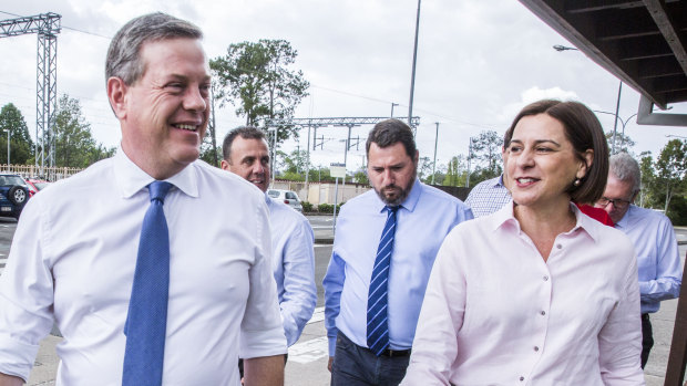 LNP leader Tim Nicholls, campaining with his deputy, Deb Frecklington, said the report says coal fired should be considered.