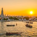 Dawn over the river in Bangkok.
