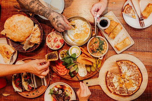 The breakfast spread at Yum Yum Bakery.