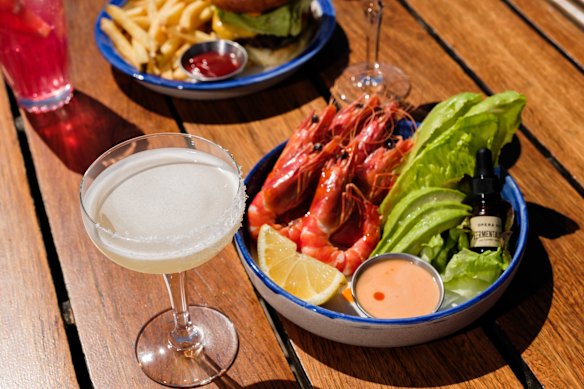 A proper old-school prawn cocktail comes with Marie Rose and house-made hot sauce.