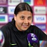 Sam Kerr speaks with media on Thursday ahead of Australia’s quarter-final against North Korea in Perth.