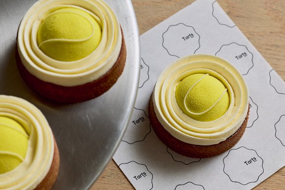 The Tarts Anon Australian Open tennis ball peach tart.