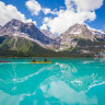 Pyramid Lake, where a hand-built, seven-metre cedar canoe – a nod to Indigenous canoes – awaits us on the shore.