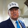 US President Donald Trump on Air Force One on Friday. He says he has no plans to speak with Elon Musk and isn’t thinking about the Tesla boss.