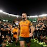 PERTH, AUSTRALIA - OCTOBER 04: James Slipper of the Wallabies walks off the field for his final game through a guard of honour during The Rugby Championship & Bledisloe Cup match between Australia Wallabies and New Zealand All Blacks at Optus Stadium on October 04, 2025 in Perth, Australia. (Photo by Cameron Spencer/Getty Images)