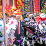 Prime Minister Anthony Albanese was flanked by dancing lions and a nipping snake as he joined the Lunar New Year festival and parade in Box Hill.