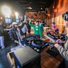 DJ Sammy Good Times playing a set for early people enjoying their morning coffee at On Air cafe in Melbourne.
