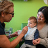 Hunter Chatwin, 10 months, and his mum Kirsten are involved in a new oral immunotherapy program at the Royal Children’s Hospital in Melbourne