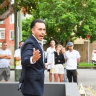 Ray White auctioneer James Hayashi prepared to sell the Randwick unit.
