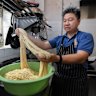 PBK Noodles owner Michael Samsir makes Indonesian-style noodles by hand.