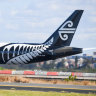 An Air New Zealand plane lands in Sydney.