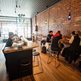 Inside the restaurant.