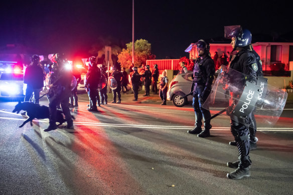 A heavy police presence at the scene of the stabbing at the church in Wakeley, western Sydney.