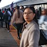 Marelen Yap at V/Line’s Rockbank station, which heaves with city-bound commuters at peak-hour.