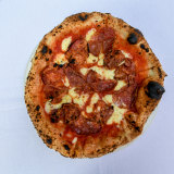 Di Stasio’s finocchiona pizza, with fior di latte, salami and fennel pollen.