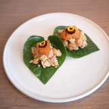 Spanner crab, betel leaf, green chilli chutney and roasted pineapple at Tonka.