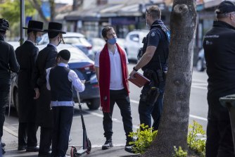 Police in Ripponlea on Wednesday.