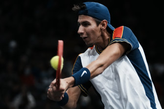 Alexei Popyrin plays a return to Stefanos Tsitsipas in Paris.