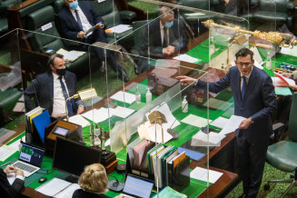 Daniel Andrews and Michael O'Brien during Question Time on  Tuesday.