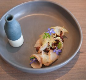 Kishwar’s Spencer Gulf kingfish with green apple and pickled muntries at Tonka.