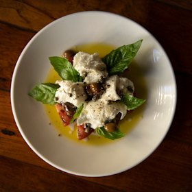 Heirloom tomatoes with buffalo mozzarella.