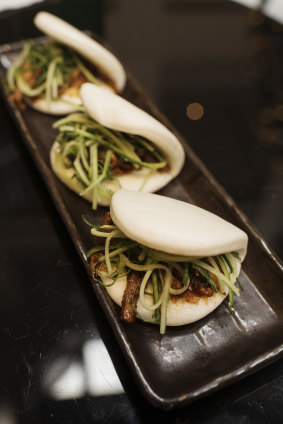 Peking Duck Bao Buns at The InterContinental's The Cortile.  Simone Young used to study upstairs.